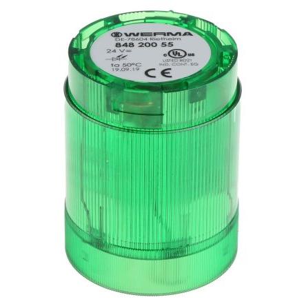 Werma, rozsah: 848 Maják barva čočky Zelená Stálé LED Jednotka majáku 24V ac/dc barva pouzdra Černá základna 50 mm AC/DC