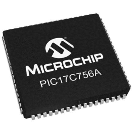 Microchip Mikrokontrolér PIC17C756A-33I/L 8 bit PIC 33 MHz EPROM 902 bit RAM, počet kolíků: 68 kolíkový, PLCC