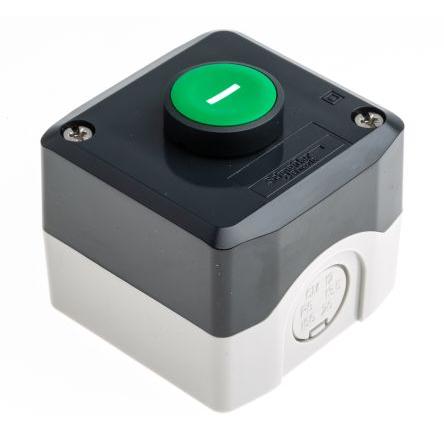 Schneider Electric Zapouzdřené tlačítko Vratná pružina, řada: Harmony IP69K, IP67, IP66 SPST Zelená Polykarbonát, počet