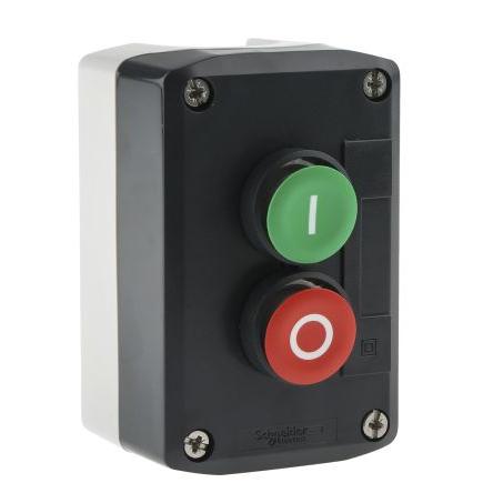 Schneider Electric Zapouzdřené tlačítko Vratná pružina, řada: XALD IP69K, IP66, IP67 1 NO/1 NC Zelená, Červená