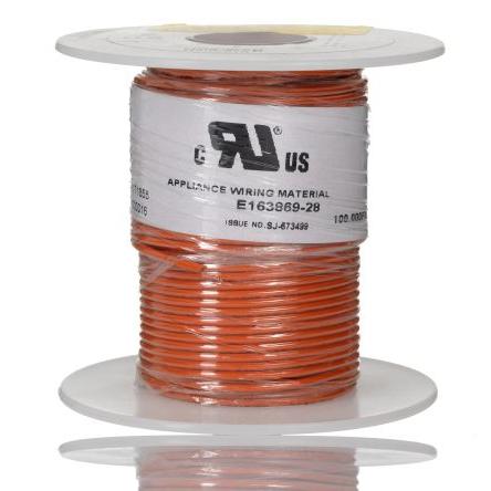 Zapojovací vodič, řada: Premium 3055, typ kabelu: Vysoké teploty, prameny vodičů: 16/0.25 mm, Oranžová, 300V 30 m 18 AWG