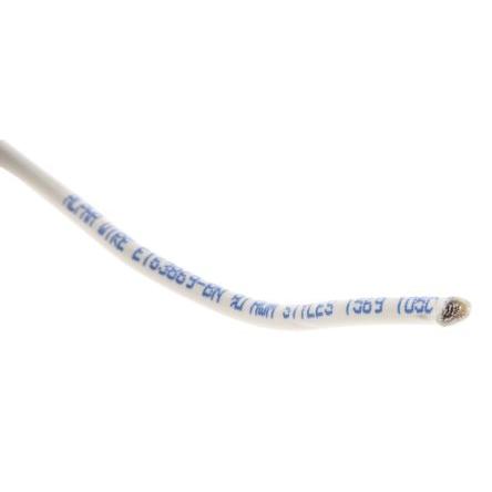 Zapojovací vodič, typ kabelu: Přípojka, prameny vodičů: 26/0.25 mm, Bílá, 300V 30 m 16 AWG Polyvinylchlorid Alpha Wire