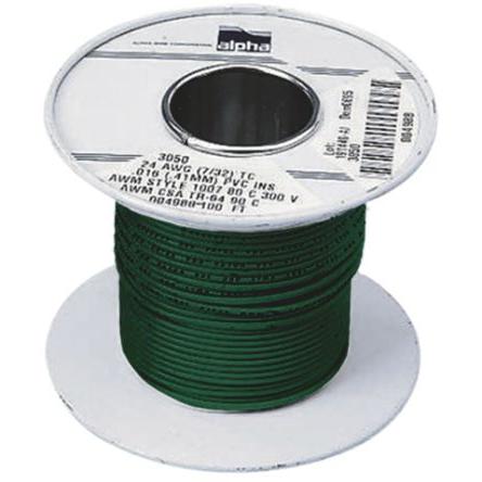 Zapojovací vodič, typ kabelu: Přípojka, typ kabelu: UL1007, prameny vodičů: 26/0.25 mm, Zelená, 300V 30 m 16 AWG