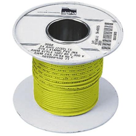 Zapojovací vodič, typ kabelu: Přípojka, typ kabelu: UL1007, prameny vodičů: 26/0.25 mm, Žlutá, 300V 30 m 16 AWG