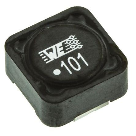 Drátový induktor pro povrchovou montáž, řada: WE-PD 100 μH Ano materiál jádra Ferit, 1260 SRF:4.9 MHz ±20 % Vinutý 1.53