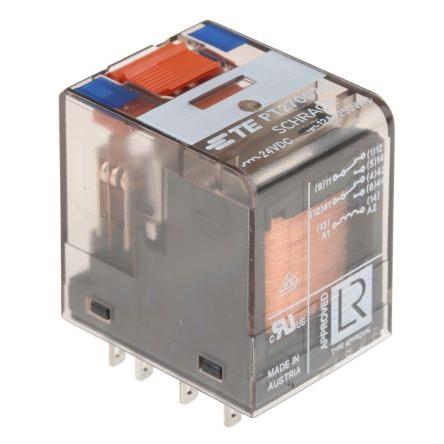 TE Connectivity Výkonové relé DPDT Montáž na plošný spoj 12A 24V dc PT