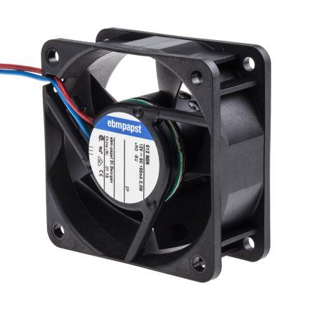 ebm-papst Axiální ventilátor, řada: 600 N, průtok vzduchu: 40 m³/h 2 W 12V dc 165 mA 60 mm 25.4mm 25.4 mm