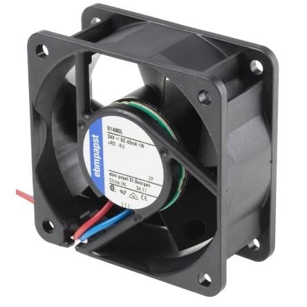 ebm-papst Axiální ventilátor, řada: 600 N, průtok vzduchu: 21 m³/h 1 W 24V dc 41 mA IP20 60 mm 60mm 25.4 mm