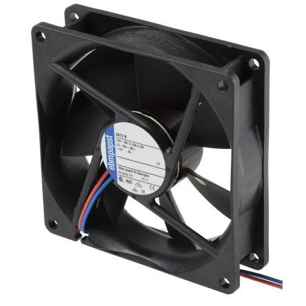 ebm-papst Axiální ventilátor, řada: 3400 N, průtok vzduchu: 84 m³/h 2.2 W 12V dc 180 mA IP68 92 mm 92mm 25.4 mm
