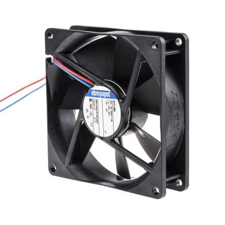 ebm-papst Axiální ventilátor, řada: 3400 N, průtok vzduchu: 61 m³/h 1.4 W 24V dc 58 mA IP68 92 mm 92mm 25.4 mm