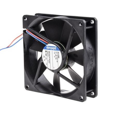 ebm-papst Axiální ventilátor, řada: 3400 N, průtok vzduchu: 72 m³/h 1.8 W 24V dc 75 mA IP68 92 mm 92mm 25.4 mm