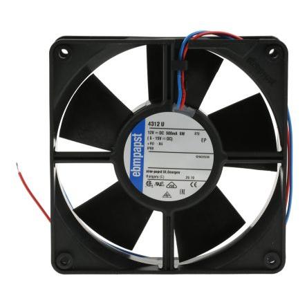 ebm-papst Axiální ventilátor, řada: 4300, průtok vzduchu: 170 m³/h 5 W 12V dc 417 mA IP68 119 mm 119mm 32 mm