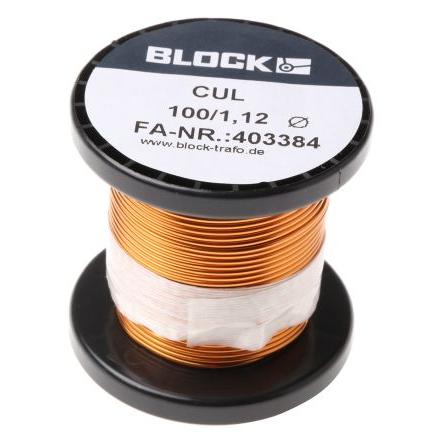 Měděný drát, prameny vodičů: 1 x 1.12 mm Lakovaný 1.1 mm², vnější průměr: 1.12 mm OD Block 9 m