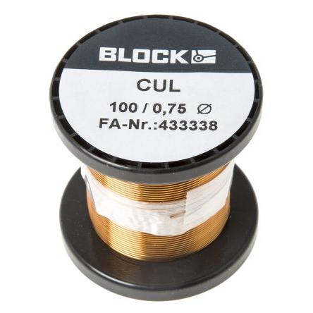 Měděný drát, prameny vodičů: 1 x 0.75 mm Lakovaný 0.4 mm², vnější průměr: 0.75 mm OD Block 20 m