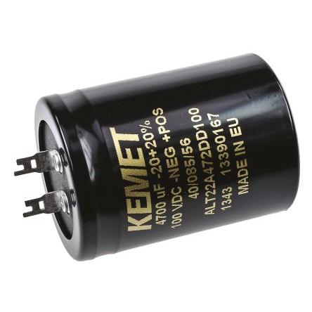 Kondenzátor, řada: ALT22 4700 μF ±20 % 100V dc, Pájecí očko KEMET