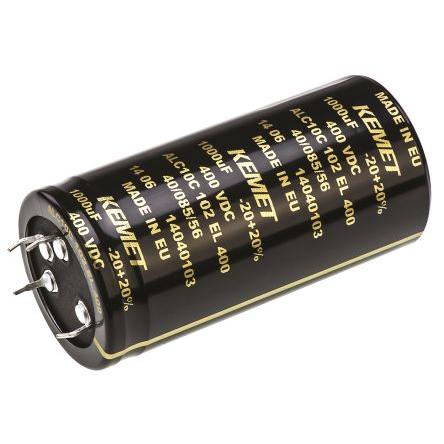 Kondenzátor, řada: ALC10 1000 μF ±20 % 120mΩ ALC10C102EL400 400V dc, Zacvakávací montáž KEMET