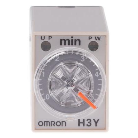 Omron Časovací relé, řada: H3Y-4 Lišta DIN, Povrchová montáž 4PDT 4kontaktové 125 V dc 24V ac 1 funkce zásuvné 0.2 to 5