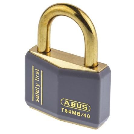ABUS Bezpečnostní visací zámek S klíčem Odolnost vůči povětrnostním vlivům, Mosaz Obojí 6 mm třmen, Šedá 40mm