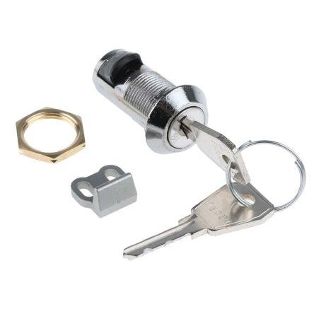 Zámek se závěrkou S klíčem, Klíč, Odlitek, hloubka od panelu k jazýčku: 20 mm, Chromová 16.5 x 14.5 mm Euro-Locks a Lowe