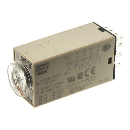 Omron Časovací relé, řada: H3Y Lišta DIN, Povrchová montáž 4PDT 4kontaktové 24 V dc 200V ac, 230 V ac 1 funkce zásuvné 2
