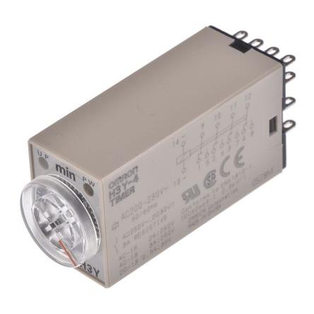 Omron Časovací relé, řada: H3Y-4 Lišta DIN, Povrchová montáž 4PDT 4kontaktové 125 V dc 200V ac, 230 V ac 1 funkce