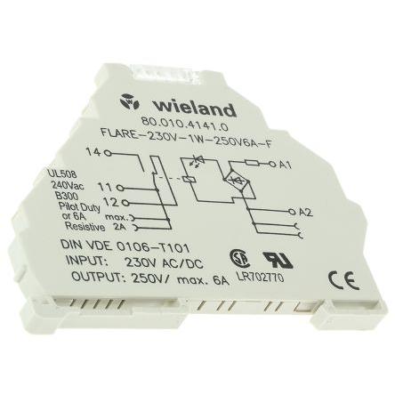 Wieland Relé rozhraní 230V ac SPDT Lišta DIN Flare 14mA