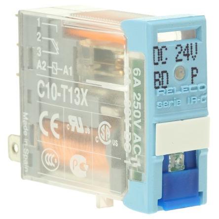 Releco Výkonové relé SPDT Montáž na plošný spoj 6A 24V dc C10