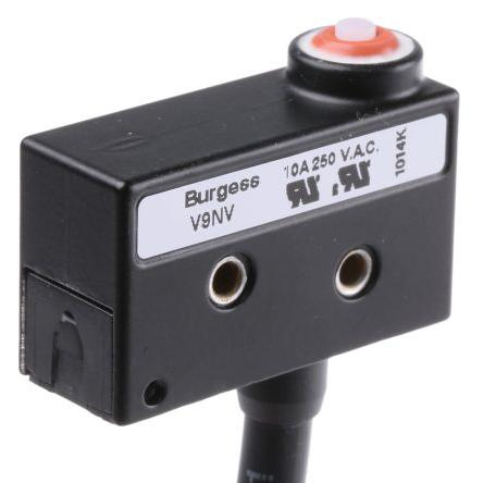 Saia-Burgess Mikrospínač, typ ovladače: Kolíkový plunžr SPDT, 250 V ac, 10A, Se zapojením, IP67, 5.5N