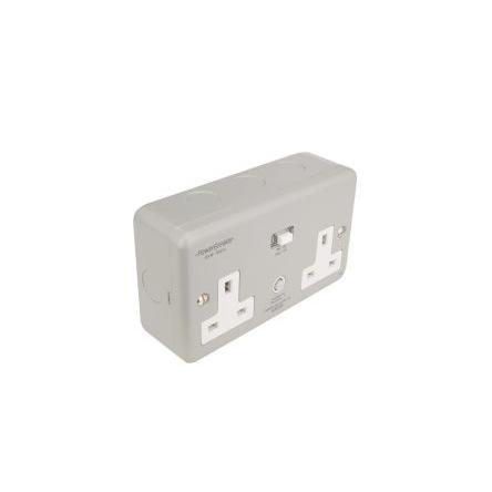 Zásuvka RCD PowerBreaker H 13A Pasivní Venkovní použití Powerbreaker 2 250V Povrch IP66 Šedá 11 mm Šedá
