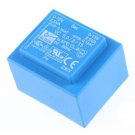 Block Transformátor PCB, sekundární napětí: 2 x 15 V ac, počet výstupů: 2 Čep 68.0 % 5 VA