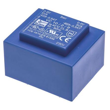 Block Transformátor PCB, sekundární napětí: 2 x 9 V ac, počet výstupů: 2 Čep 74 % 10 VA