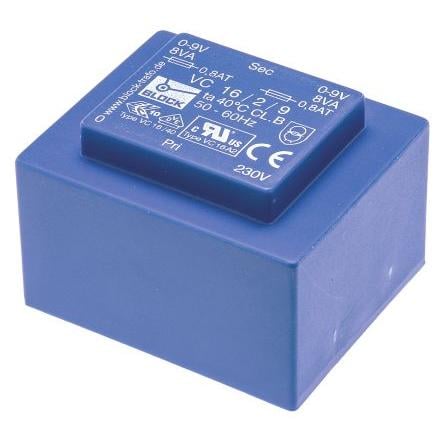 Block Transformátor PCB, sekundární napětí: 2 x 9 V ac, počet výstupů: 2 Čep 76 % 16 VA