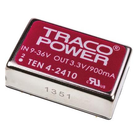 TRACOPOWER Měnič DC/DC TEN 4, výstup: 3.3V dc 1.5 kV dc, Vin 36V dc 900 mA, Vin 9V 4 W -40 °C 75 °C Průchozí otvor