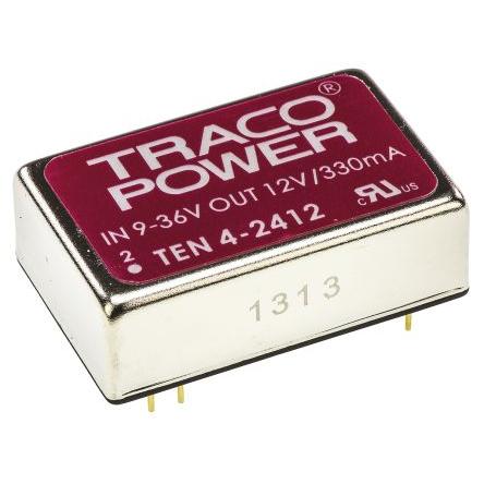 TRACOPOWER Měnič DC/DC TEN 4, výstup: 12V dc 1.5 kV dc, Vin 36V dc 330 mA, Vin 9V 4 W -40 °C 75 °C Průchozí otvor