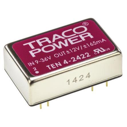 TRACOPOWER Měnič DC/DC TEN 4, výstup: 12V dc 1.5 kV dc, Vin 36V dc 165 mA, Vin 9V 4 W -40 °C 75 °C Průchozí otvor