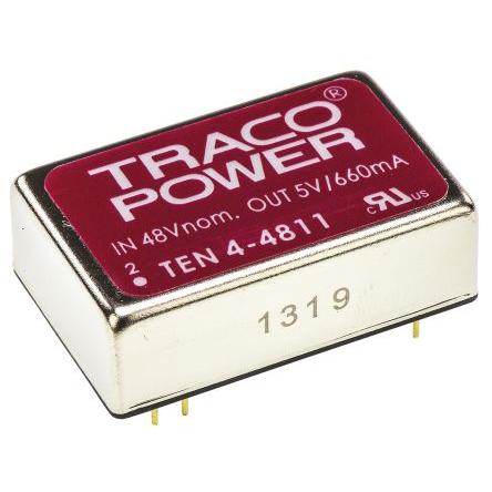 TRACOPOWER Měnič DC/DC TEN 4, výstup: 5V dc 1.5 kV dc, Vin 75V 660 mA, Vin 18V 4 W -40 °C 75 °C Průchozí otvor