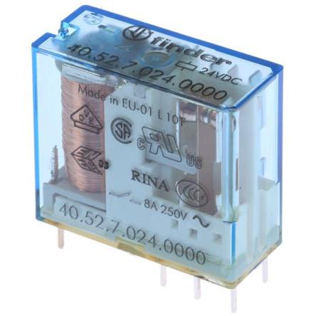 Finder Výkonové relé DPDT Montáž na plošný spoj 8A 24V dc 40
