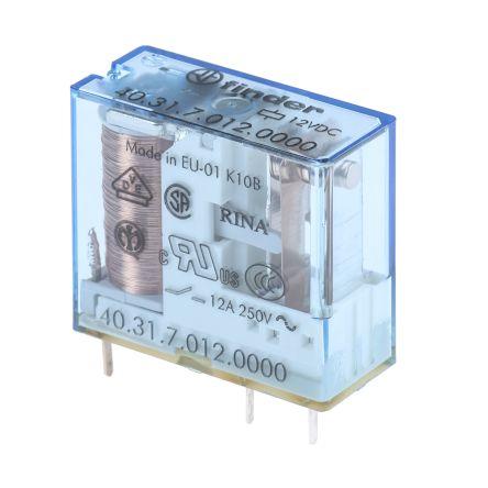 Finder Výkonové relé SPDT Montáž na plošný spoj 10A 12V dc 40