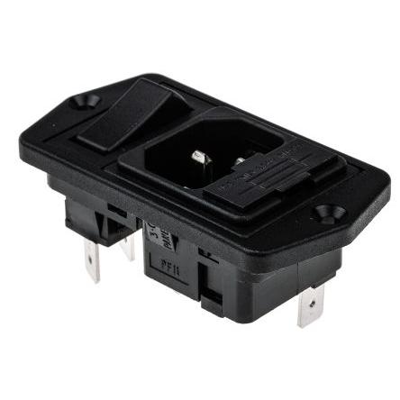 Bulgin Konektor IEC C14, orientace těla: Rovný, Montáž na přírubu velikost pojistky 5 x 20 mm Vnitřní, 250V 10A