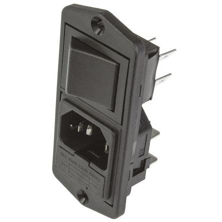 Bulgin Konektor IEC C14, orientace těla: Rovný, Montáž na přírubu velikost pojistky 5 x 20 mm Vnitřní, 250V 10A