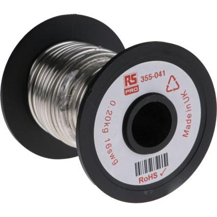 Měděný drát, prameny vodičů: 1 x 1.63 mm Cín, vnější průměr: 1.63 mm OD RS PRO 11.4 m
