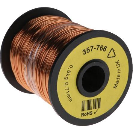 Měděný drát, prameny vodičů: 1 x 0.71 mm Lakovaný 0.71 mm, vnější průměr: 0.78 mm OD RS PRO 120 m