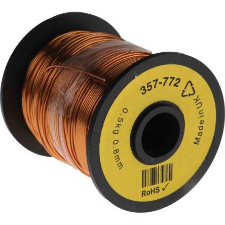 Měděný drát, prameny vodičů: 1 x 0.8 mm Lakovaný 0.8 mm, vnější průměr: 0.87 mm OD RS PRO 100 m