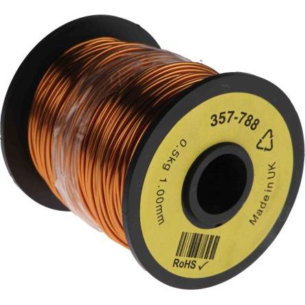 Měděný drát, prameny vodičů: 1 x 1.0 mm Lakovaný 1 mm, vnější průměr: 1.08 mm OD RS PRO 80 m
