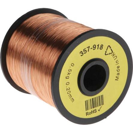 Měděný drát, prameny vodičů: 1 x 0.2 mm Lakovaný 0.2 mm, vnější průměr: 0.23 mm OD RS PRO 1600 m