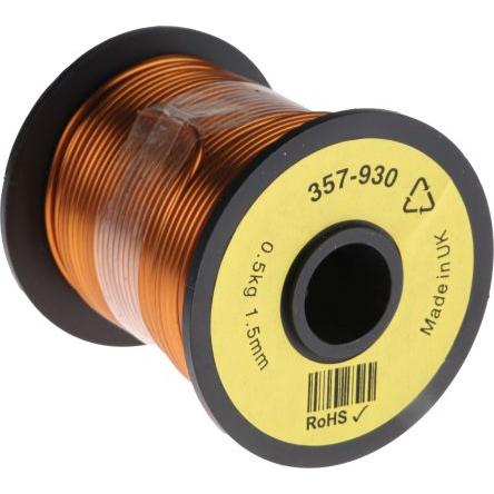 Měděný drát, prameny vodičů: 1 x 1.5 mm Lakovaný 1.5 mm, vnější průměr: 1.59 mm OD RS PRO 30 m