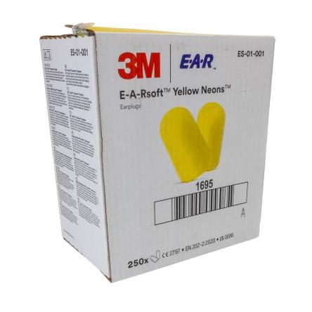 3M E.A.R Ušní zátky, řada: Soft Yellow Neons Jednorázový, Žlutá, Polyuretanová pěna 36 dB CE, EN 352-2 250