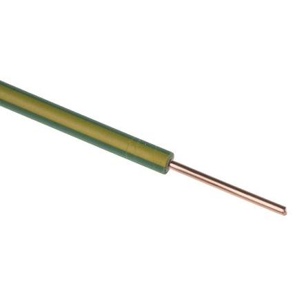 Zapojovací vodič, řada: RS PRO, typ kabelu: Řízení, typ kabelu: Tuhé BU, prameny vodičů: 1/1.13 mm, Zelená, Žlutá, 600V