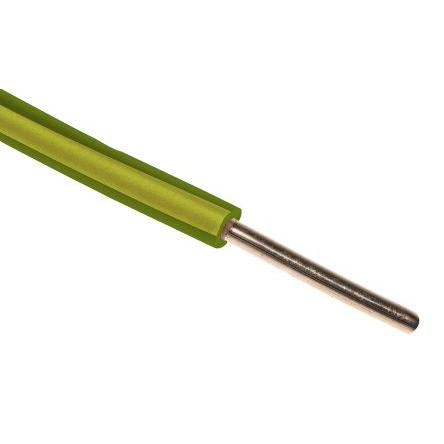 Zapojovací vodič, řada: RS PRO, typ kabelu: Řízení, typ kabelu: Tuhé BU, prameny vodičů: 1/1.38 mm, Zelená, Žlutá, 600V