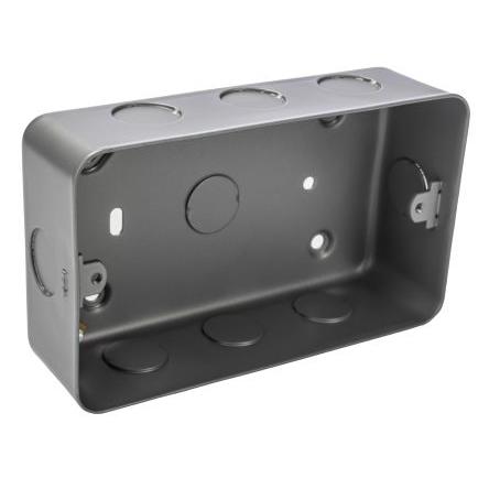Instalační krabice RS PRO 2 42 mm Matný Měkká ocel Šedá BS 147mm RS PRO IP20 Povrch 86.5 mm